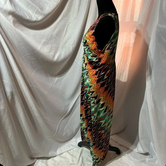 NY Collection Multi color Sleeveless Maxi Dress, Size:L